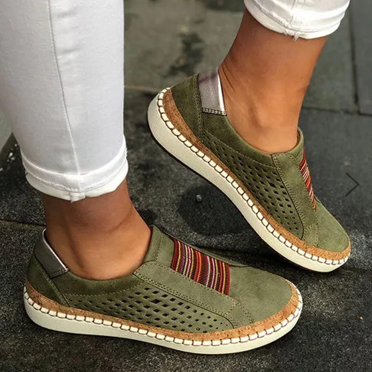 

Amazon Aliexpress Hot Sale Women Slip-on Shoes Autumn Winter Soild Color Wild Female Sport Casual Flat Shoes, White,red,green,black,blue