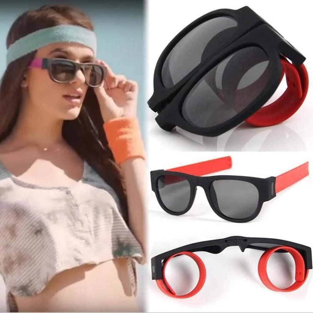 

Foldable Sunglasses Slap Bracelet Creative Wristband Slappable Glasses Snap Bracelet Bands Polarized Sport Sunglasses 2021