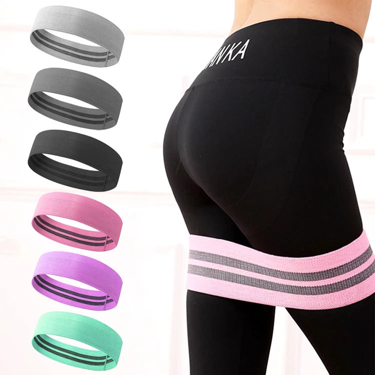 

Custom high quality hip thrust loop booty band elastic circle resistance workout band set of 3 for yoga fitness leg exercise, Grey,black, white, green, purple, pink,;customizable
