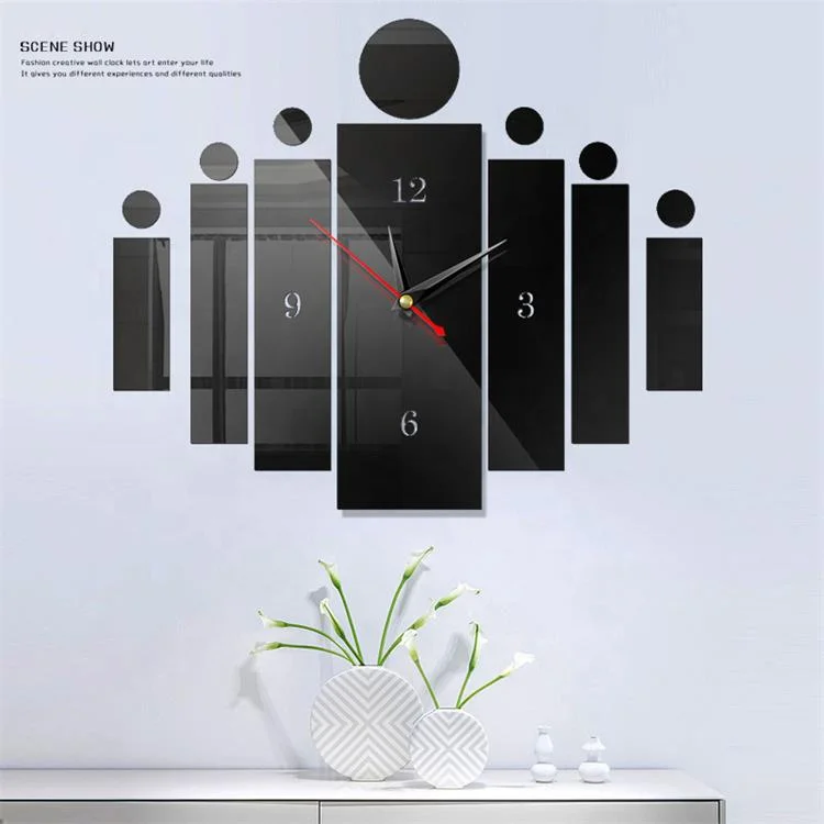 

Living Room Home Decor DIY Self-adhesive Acrylic Mirror 3D Wall Clock Sticker From hina, Multi colors