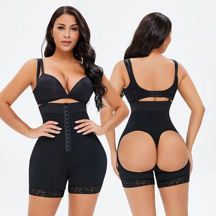 

Wholesale Shapewear Hook Zipper Plus Size High Waist Body Shaper Tummy Control Butt Lifting Women Slimming Bodyshaper, Black