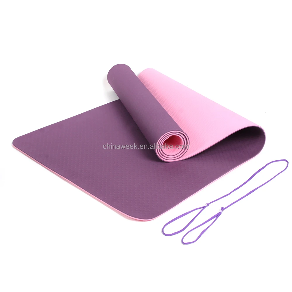 

High Quality Custom Logo Non Slip Anti-slip 6mm Double Layer TPE Yoga Mat Natural Environmental Fitness, Customized color