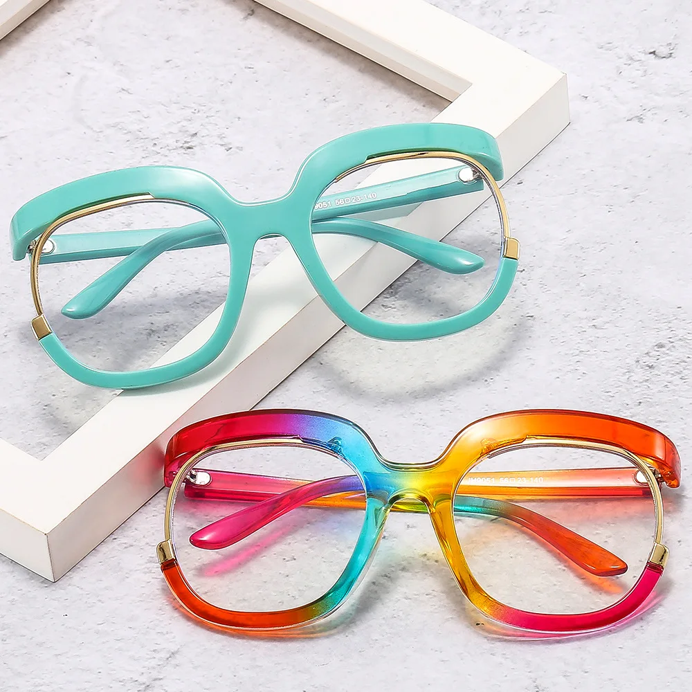 0051 Round Colorful Optical Glasses Frames Women Fashion Clear Anti-blue Light Eyewear Elegant Oversized Eyeglasses