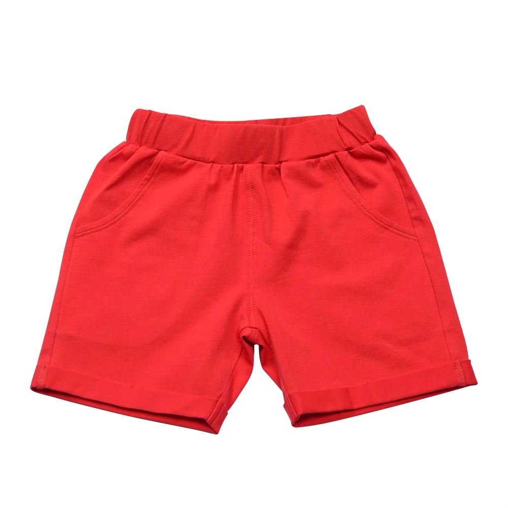 

Ready to ship kids baby organic cotton shorts pants children solid color boy shorts with hidden pockets, Color as picture, or customized color