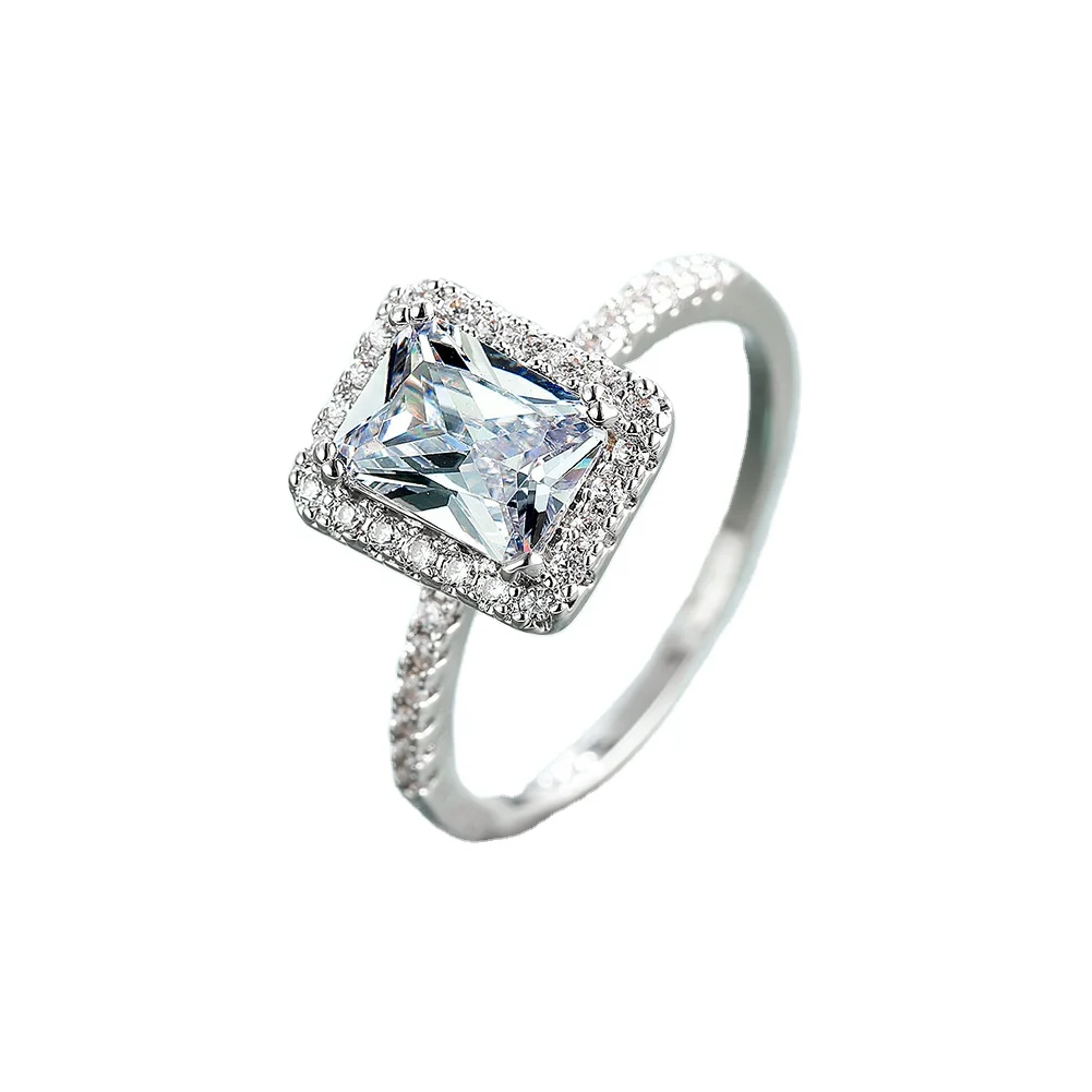 

Xincheng 925 White Square Ring Female One-Piece Hair Style Ol