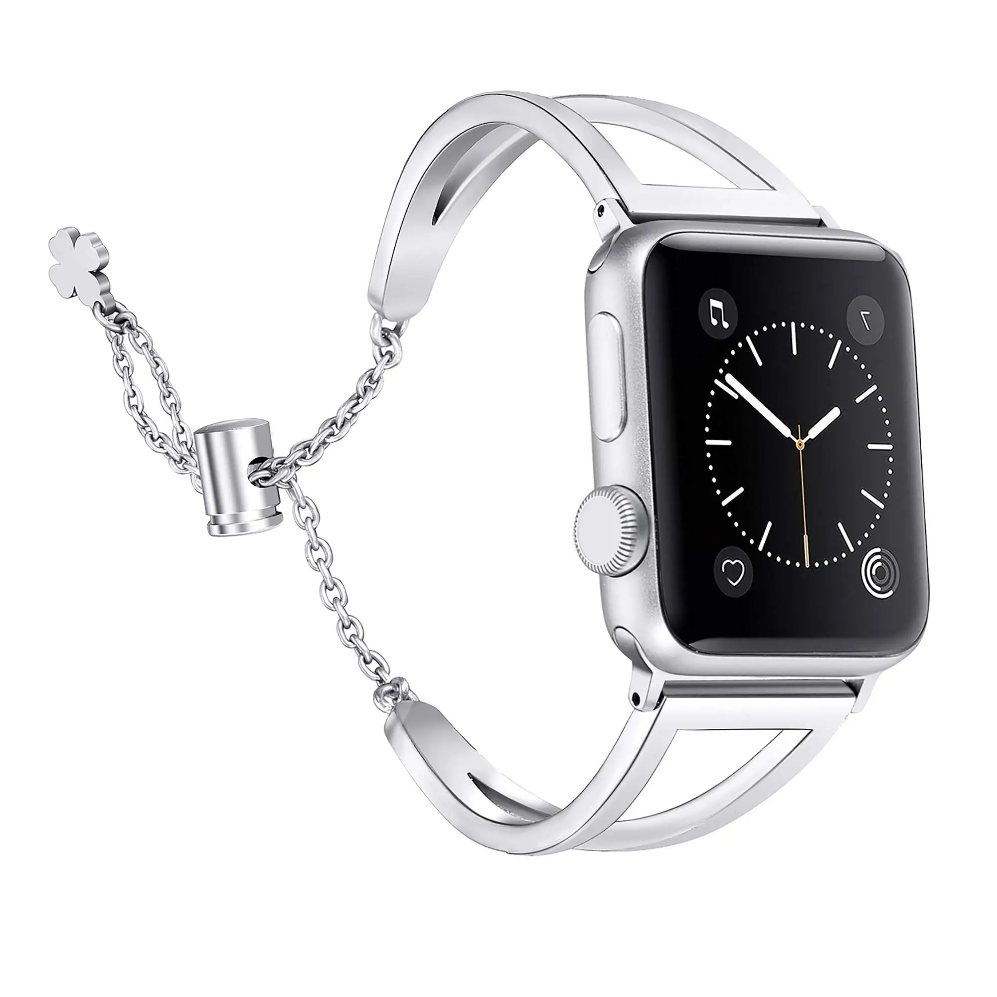 

KeepWin Women Luxury Stainless Steel Apple Watch Strap Bracelet Diamond Watch Band for iwatch SE Series 1 2 3 4 5 6 7
