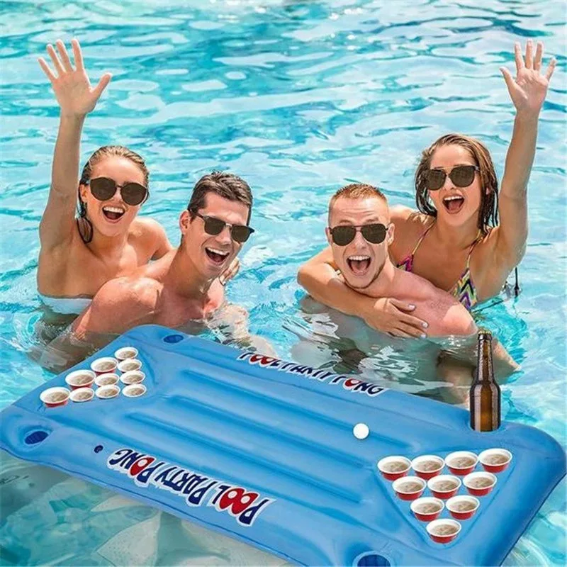 

Wholesale Inflatable beer table cup hole game table entertainment ice trough pool pong swimming water party beer pong pool float