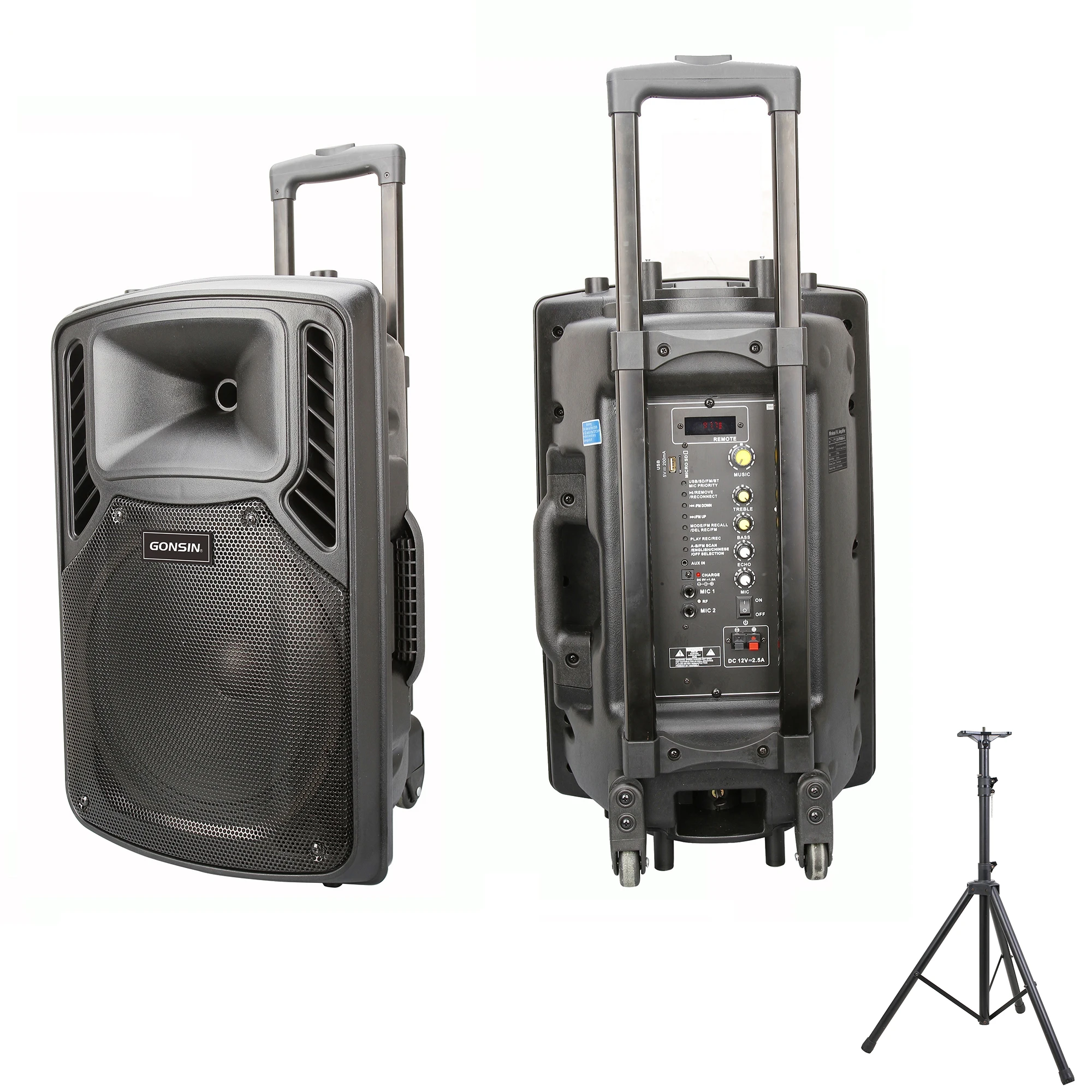 

GONSIN Multifunction Portable Active Speaker Trolley with VHF Wireless Microphones For Business