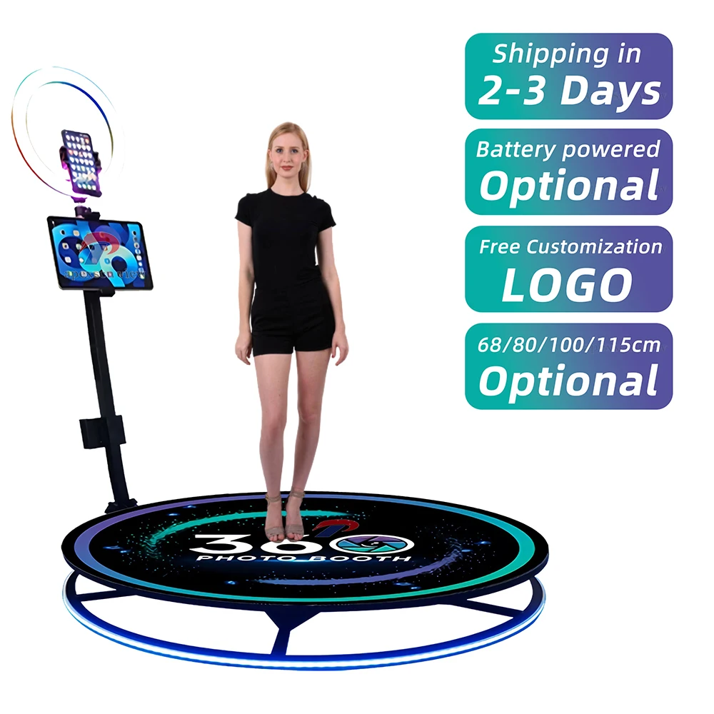 

Birthday Office Portable Spinning Selfie Automatic Camera 360 Photo booth With Ring Light