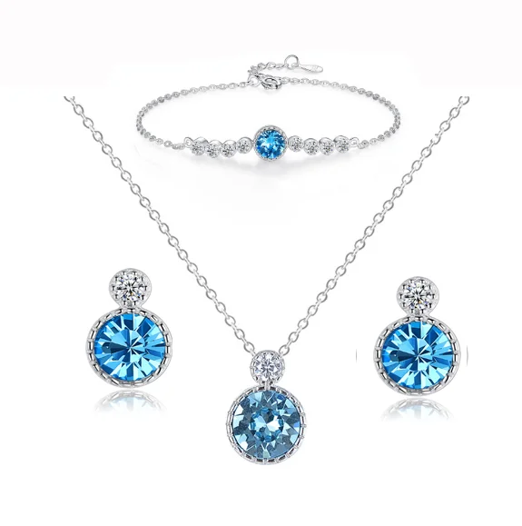Jewelry Set Blue Sapphire Crys