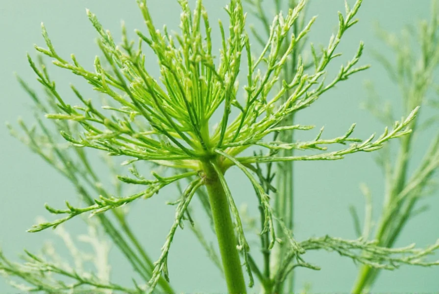 Fresh dill weed sprigs on wooden cutting board with lemon slices