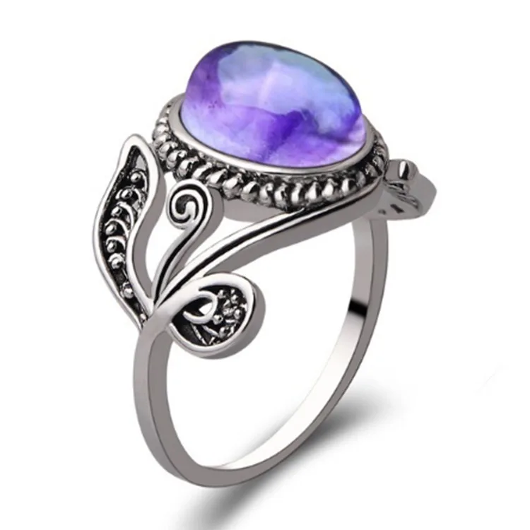 

Wholesale Stylish Instagram Hot Sale rings jewelry women wedding jewellery amethyst crystal rings