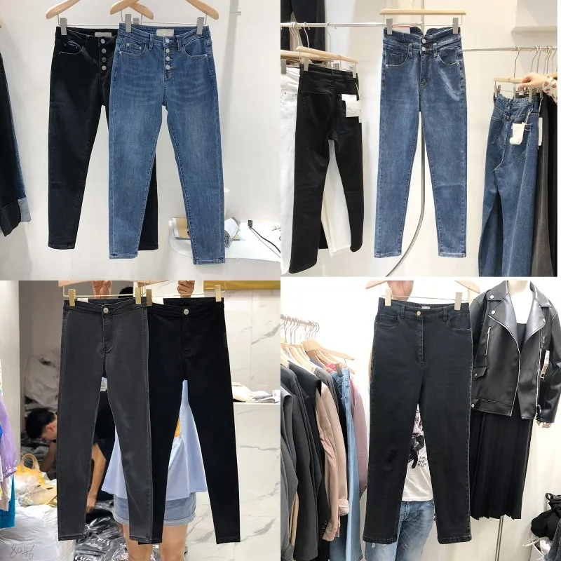 

China Top Quality Latest Women Denim Medium Blue Wash High Waist Skinny Jeans