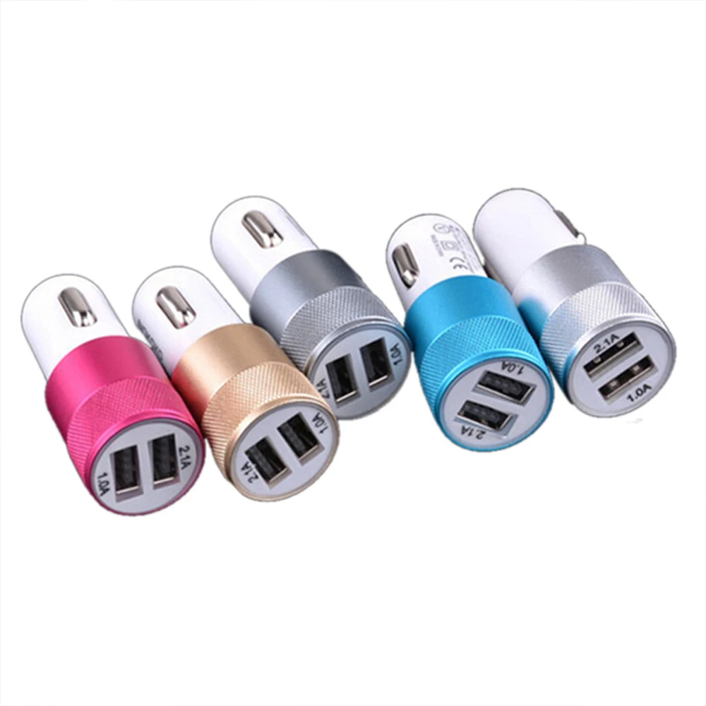 

wholesale Best Selling Led Metal Dual Usb Ports Car quick Charger 5V 2.1A for Iphone Android Led Fast car charger