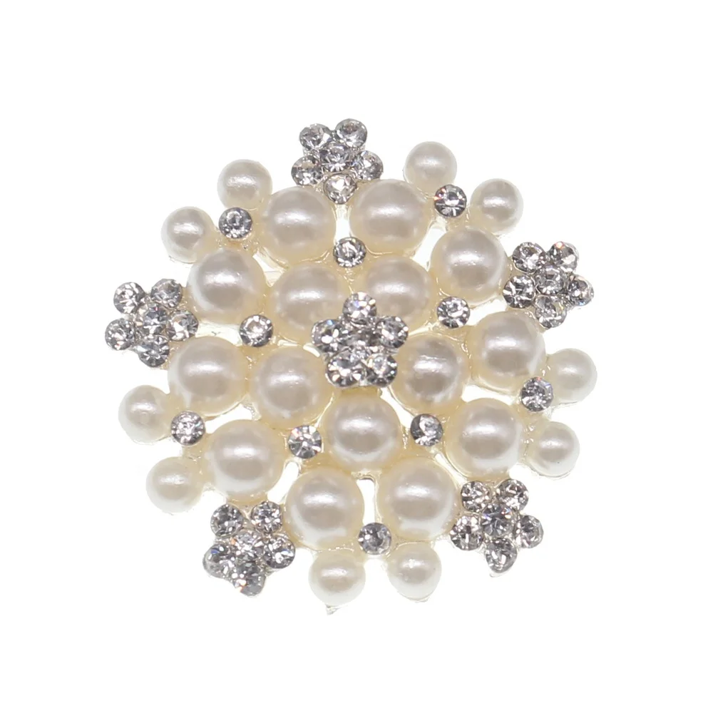 

Rhinestone Pearl Brooch For Clothing Faux Pearl Flower Brooch Embellishments For Craft Brooch, White