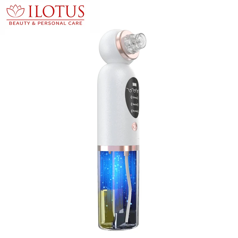 

New Arrivals Small Bubble Pore Deep Cleaning Electric Rechargeable Facial Nose Vacuum Blackhead Remover With Blue Light, White