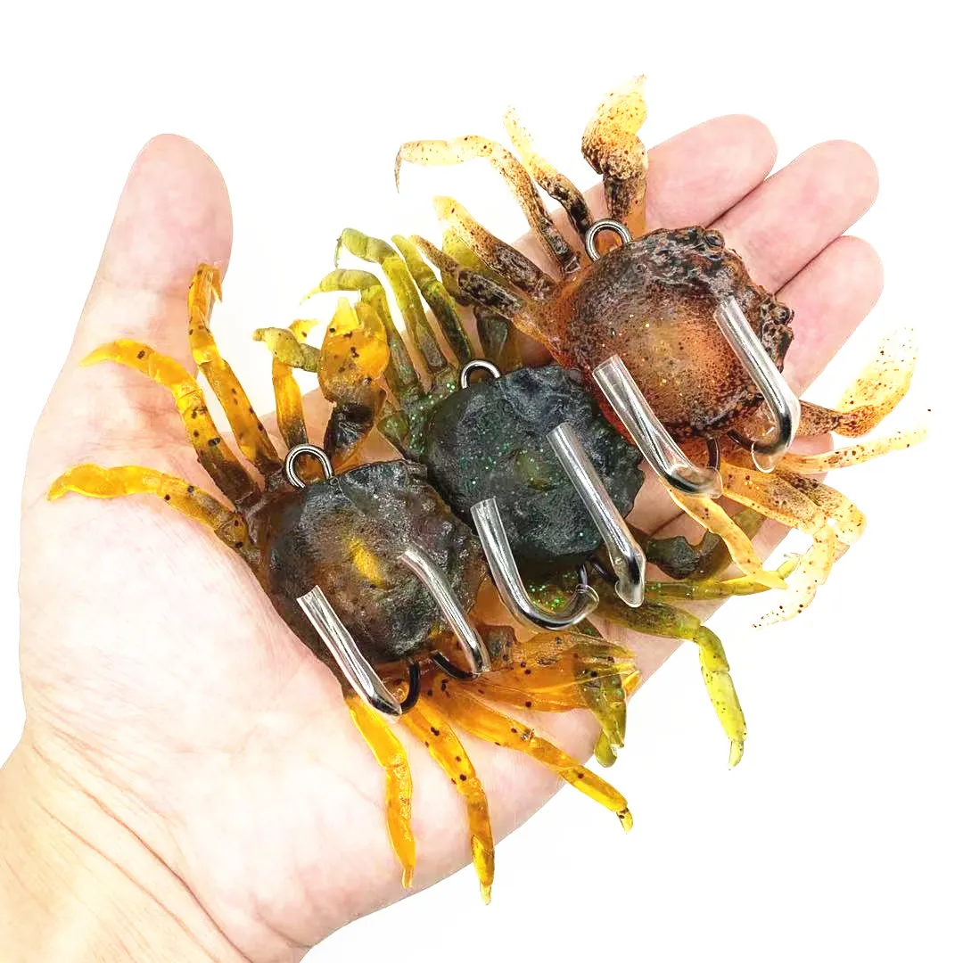 

Overweight 10cm 34g Soft Plastic Lifelike Simulation Crab With Hook Fishing Lure Bait Sinking Soft Lure, 3 color