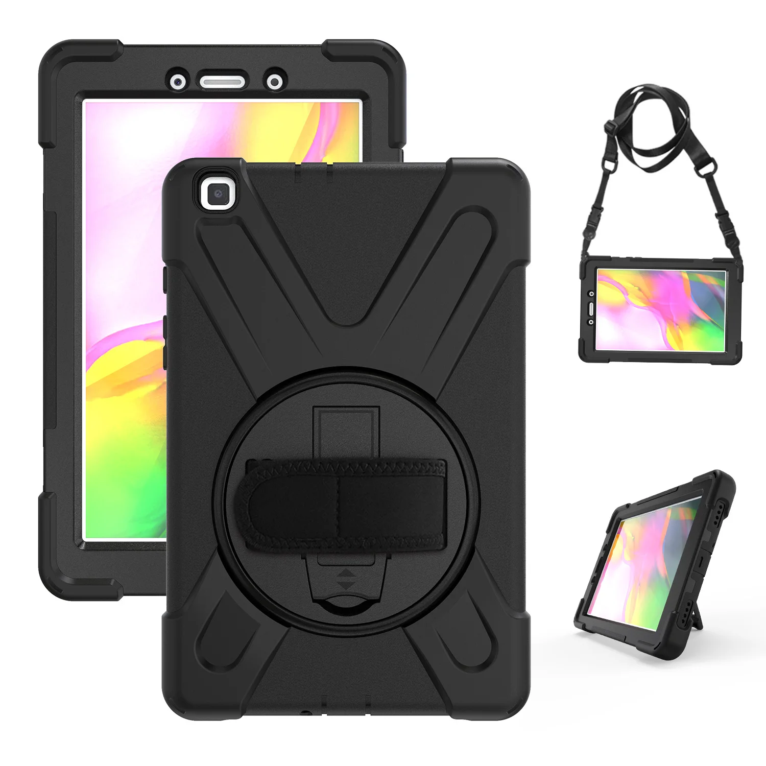 

For Samsung Galaxy Tab A 8.0 T290 T295 T297 2019 Hand Shoulder Strap Tablet Case Shockproof Kids Safe PC Silicone Stand Cover