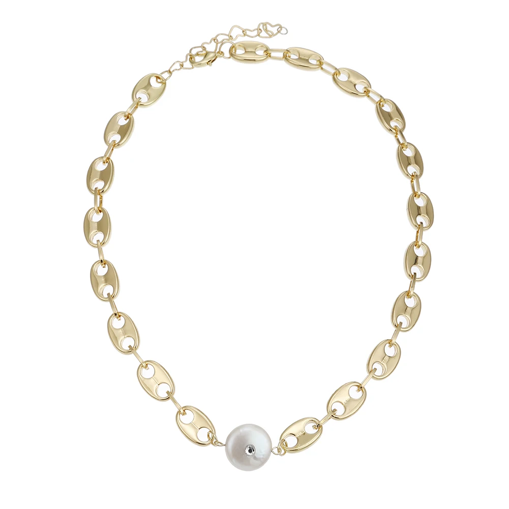 

Factory Direct Supply Gold Solid Color Jewelry Pearl Choker Necklace For Women Girls, Picture