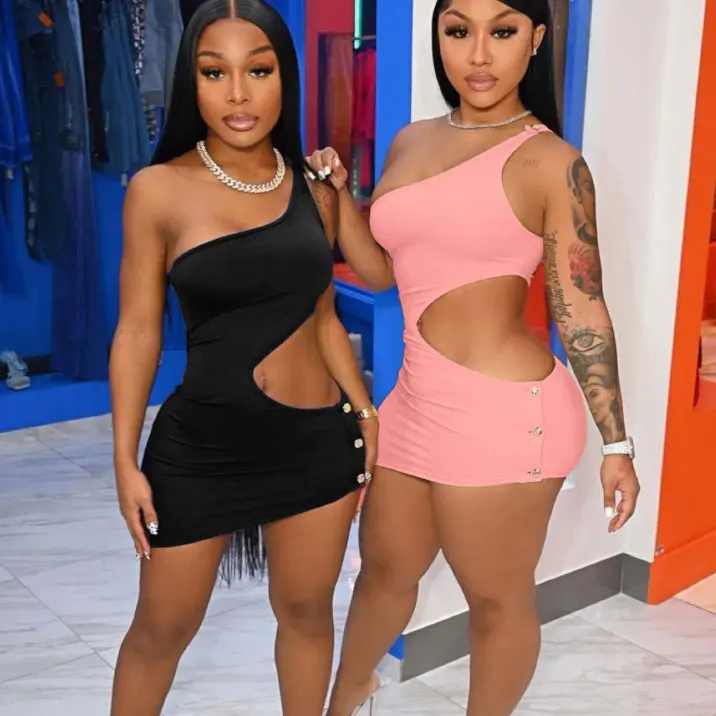 

FS6303A 2022 summer sexy clothes sleeveless cut out women dress