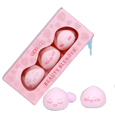 

3pcs/box Cosmetic Peach beauty egg texture delicate dry and wet dual-use posture is not easy to eat powder puff, Multiple colors