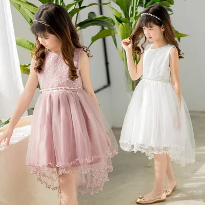 

F30031A ready to ship Korean girls fashion sleeveless dovetail gauze girls' dresses kids dresses for girls, As picture