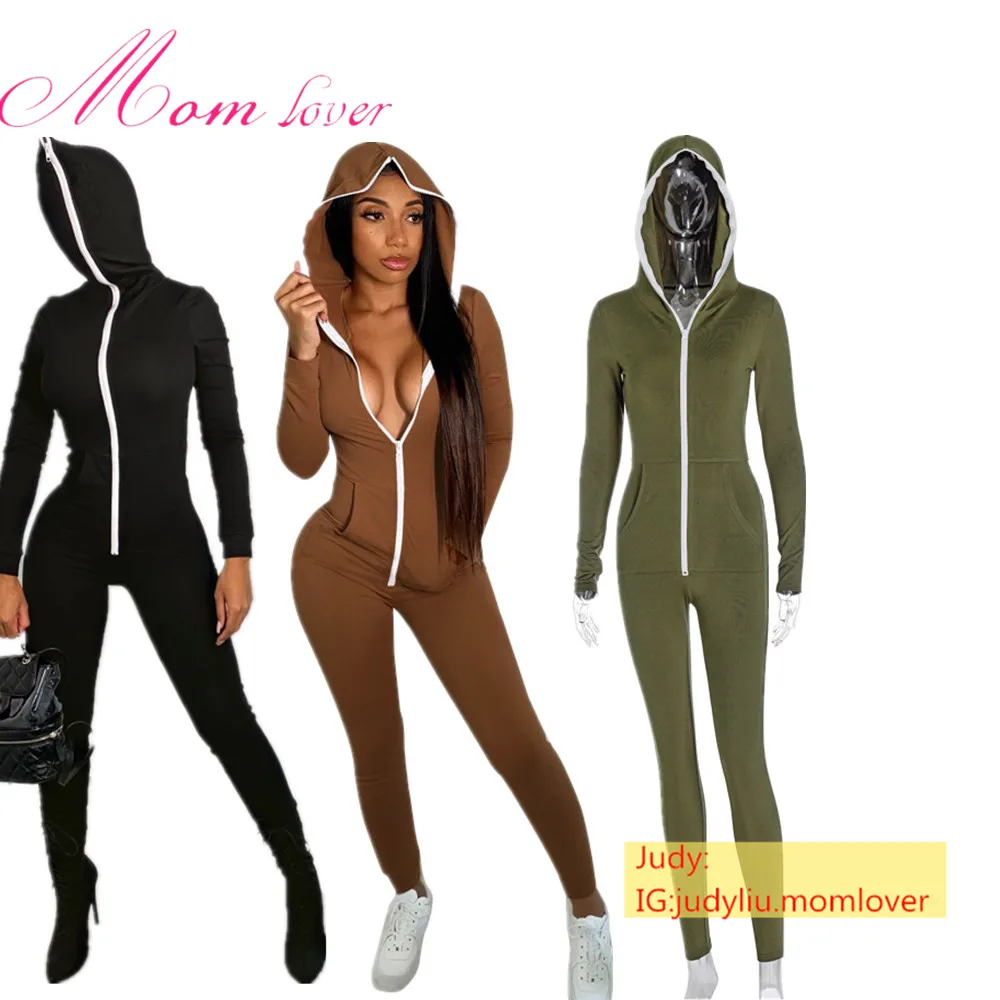 

tracksuit wholesale women one piece sports tracksuit long zipper front bodycon yoga jumpsuit