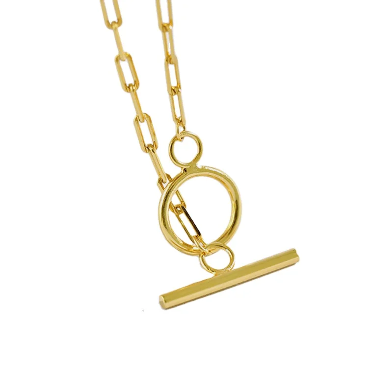 

Women jewellery 2021 simple 18k gold necklace chain O T lock