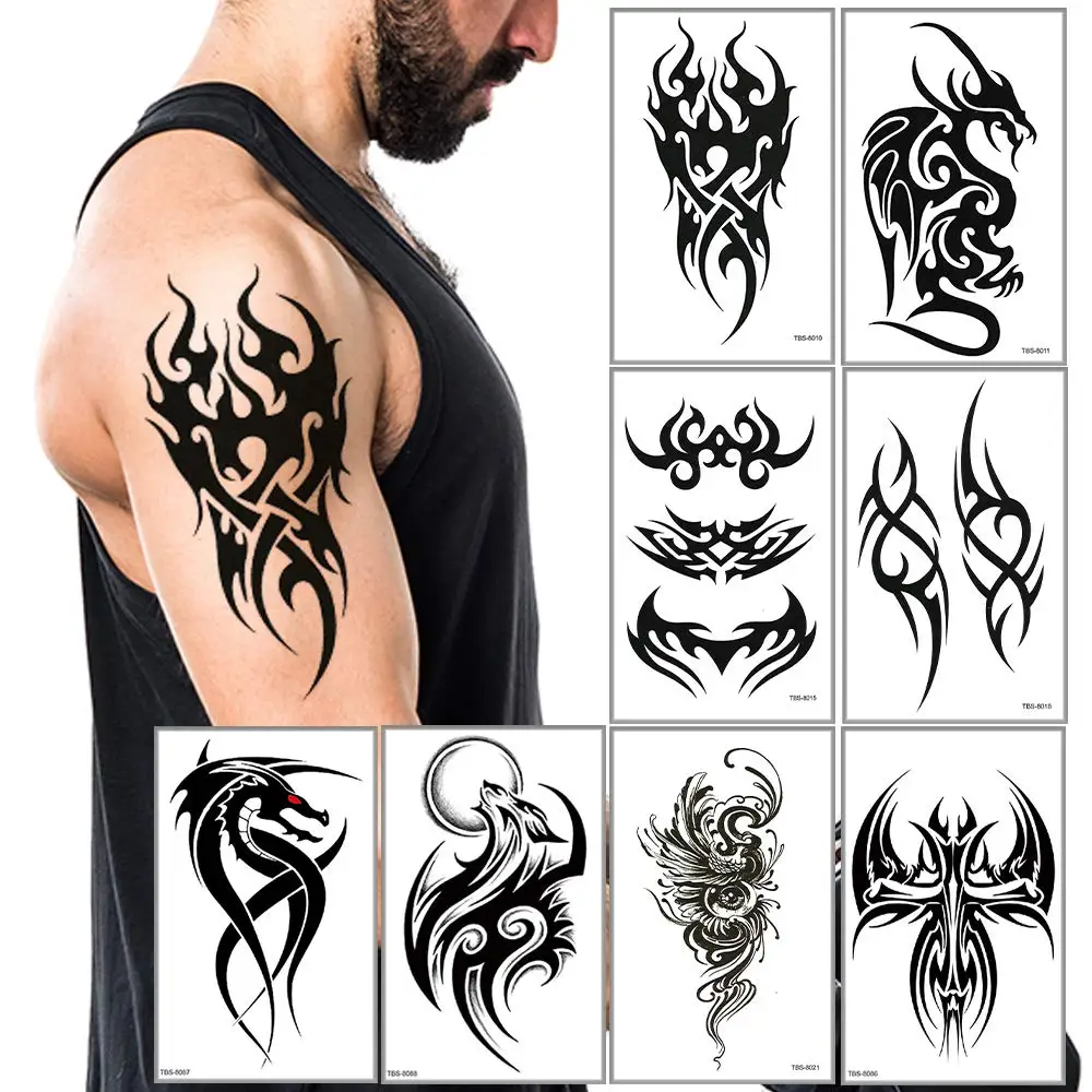 

Amazon Ebay Hot sell Black Tribal Temporary Body Tattoo Sticker for adults, Cmyk