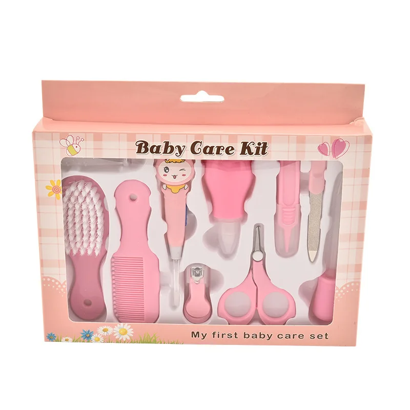 

The baby care gift box comes in a 10-piece set, Blue pink