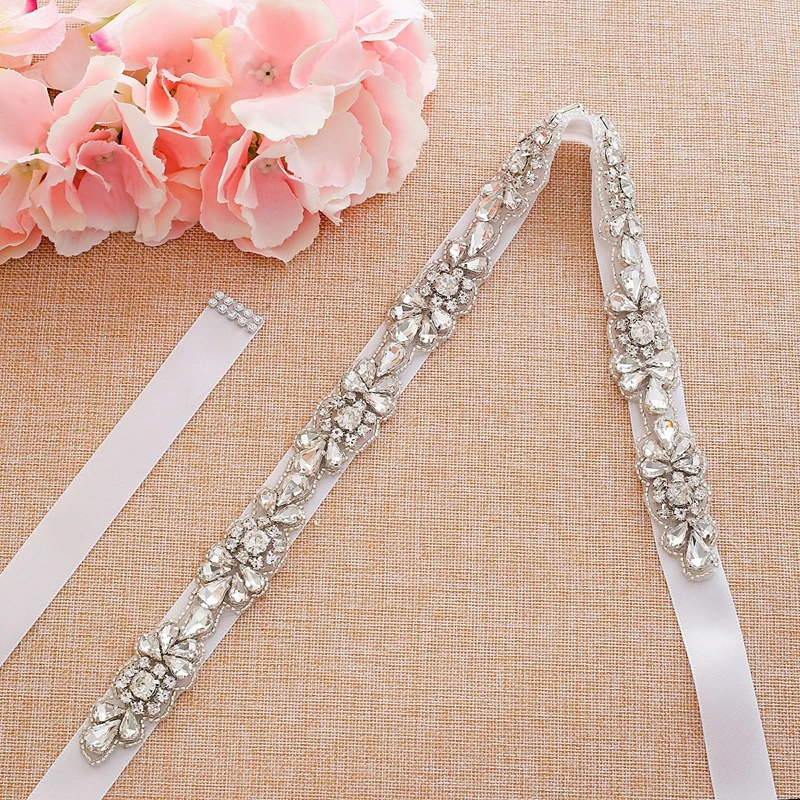 

Gorgeous handmade top quality wedding party with rose gold crystal rhinestone applique trim tape belt