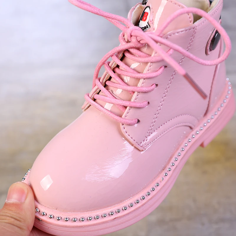 

Children Martin Boots PU Leather Waterproof Motorcycle Winter Kids Snow Boots Brand Girls Princess Shoes Rubber Boots
