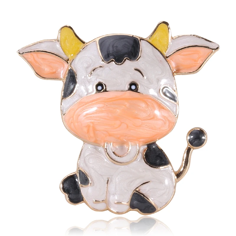 

Twelve zodiac creative alloy oil dripping cow Brooch