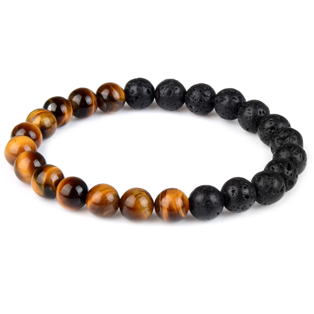 

Wholesale Custom Natural Lava Tiger Eye Stone Beads Bracelets For Women Men Jewelry