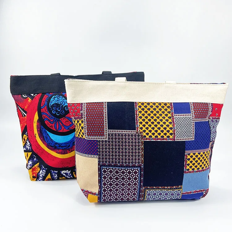 

Custom Outdoor Fashion Beach Bag Tribe Style Print Cotton Tote Bag Ladies Women, Multi
