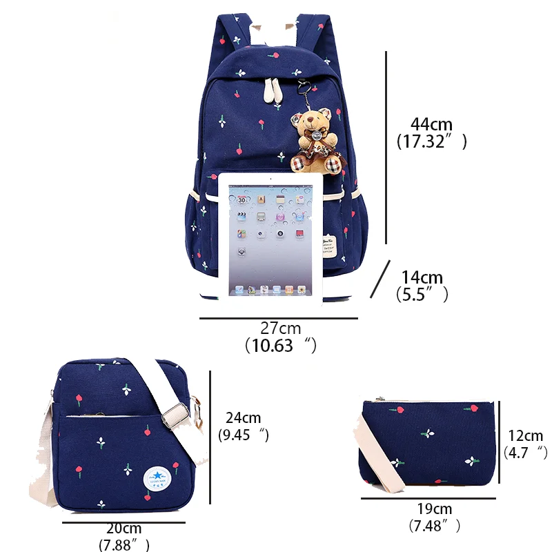 
Hot sale star pattern nice water resistant 3 pieces student shoulders bag back to school bags backpack set for girl 