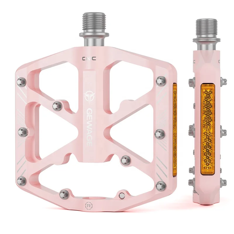 GEWAGE Ultralight Pink and White 3 Bearing Aluminum Alloy MTB BMX Pedals Waterproof Dustproof Road MTB Bike Parts
