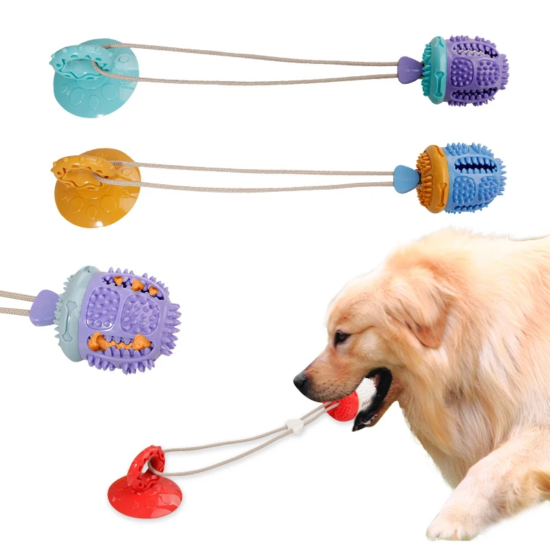 

Custom Double Squeaky Dog Chew Ball Suction Cup Dog Accessories Rope Toys for Pet Playing Chewing Cleaning Teeth Dog Rope Toy, Colorful