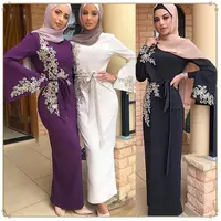 

Zakiyyah LR275 Fashion Style New Model Arabic Saudi dubai Abaya Flower Embroidery Casual Wear islamic Muslim Dress For Girl