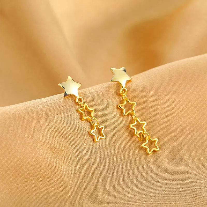 

Summer ladies stylish sterling silver hollow star earrings anti allergy pretty exquisite earrings, Picture