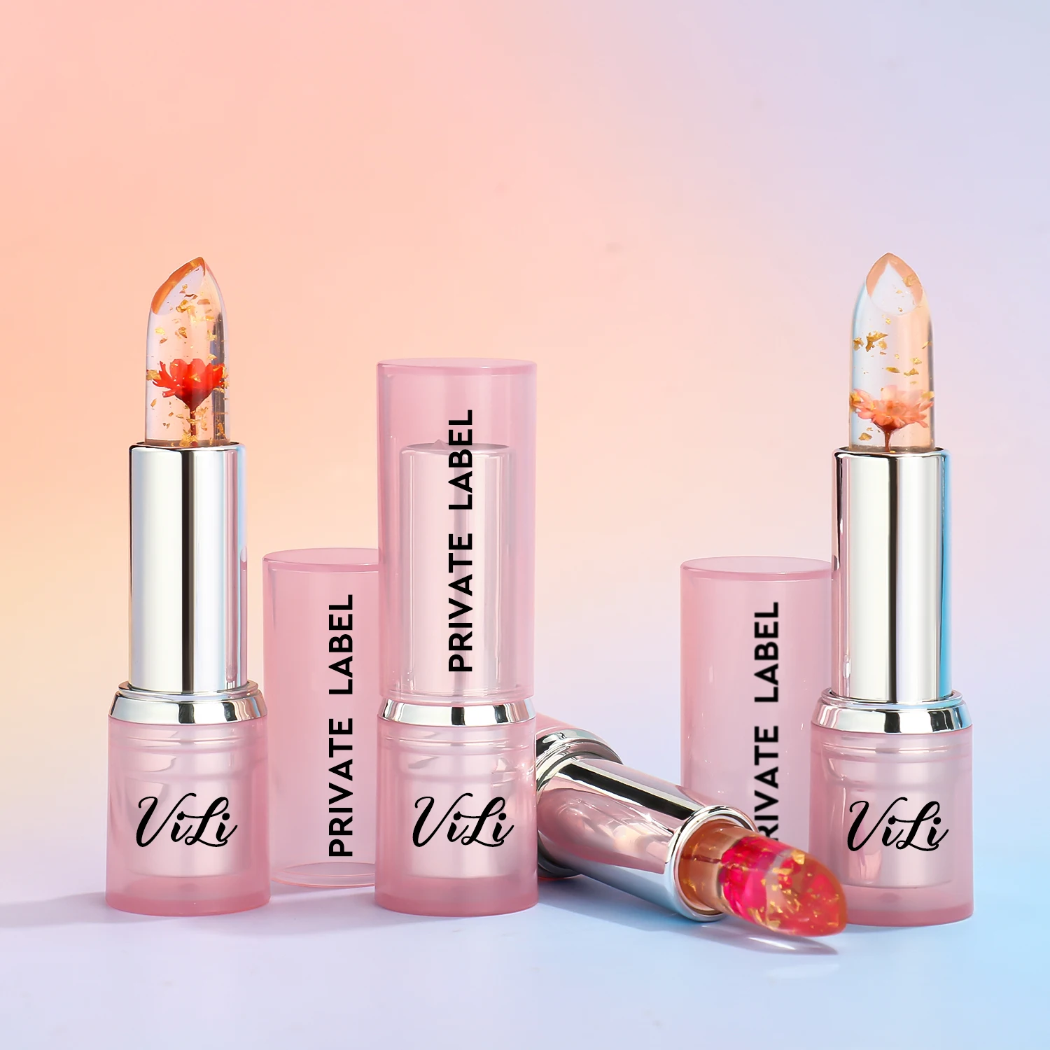 New Style Waterproof Flower Lipstick Vegan Cute Custom Logo Transparent Lipstick for Women