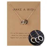 

9 Designs Fashion Simple Make A Wish Card Circle Choker Necklace Gold Clavicle Circle Necklace