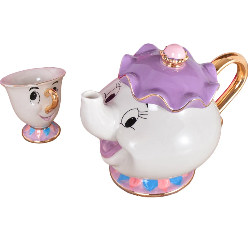 

Unique Xmas Birthday Gifts Cartoon Beauty And The Beast Mrs. Potts Chip Tea Pot & Cup set Teapot Mug ( Pot & Cup), As picture