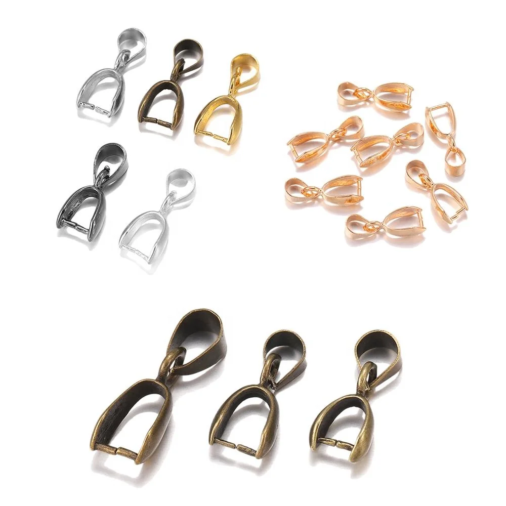 

20pcs/lot Copper Charm Bail Beads Melon Seeds Buckle 17x6mm Plated Pendants Clasp Clips For DIY Jewelry Making Necklace Supplies, Gold,silver,rhodium,antique bronze,gun black/