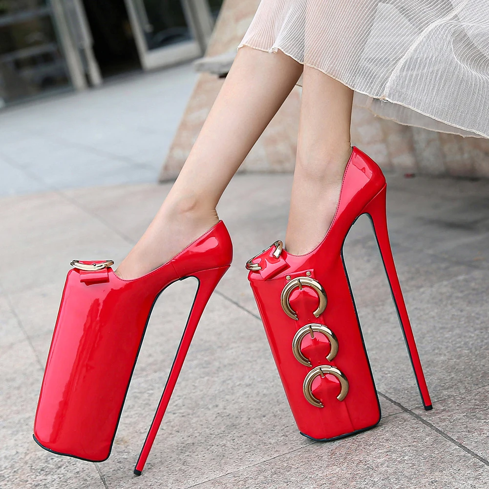 

Party Dress Plus Size Ladies Closed Toe Pumps Super High Heels Platform Women Shoes, Black red