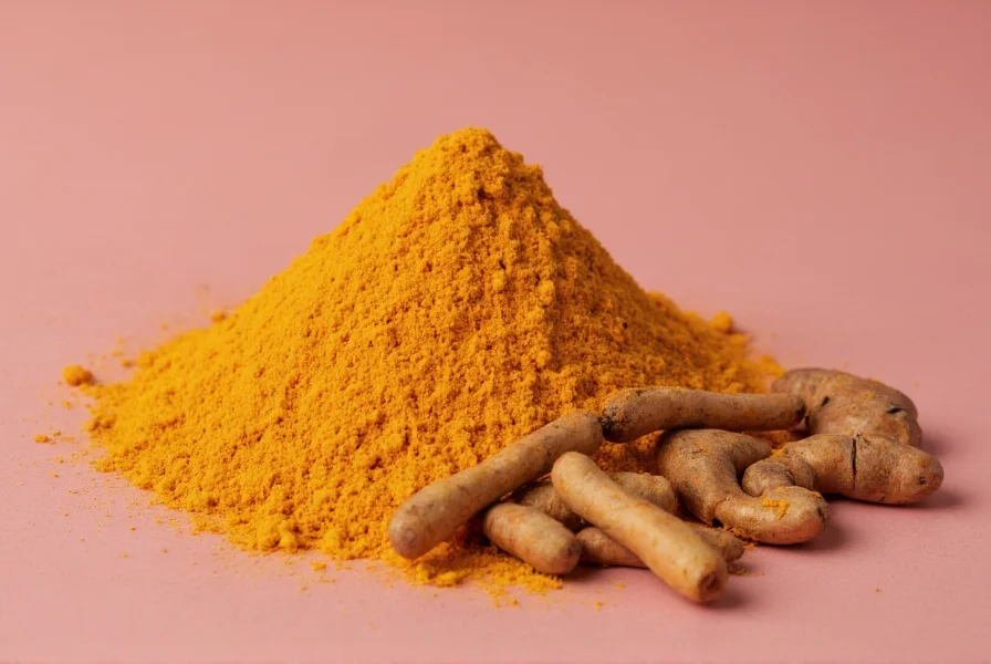 Turmeric root and powder showing natural curcumin content