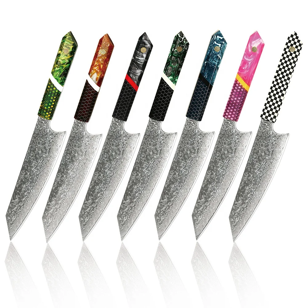 

New Design japanese carbon steel sharp chefs damascus knife resin japanese vg 10 chef knife