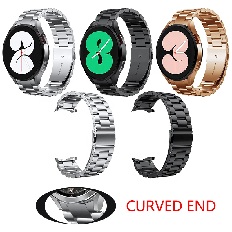 

22mm Smart Watch Strap Three Link Solid 316L Stainless Steel Bracelet Metal Band For 40MM 44MM Samsung Galaxy Watch 4 Watch Band, Multi color