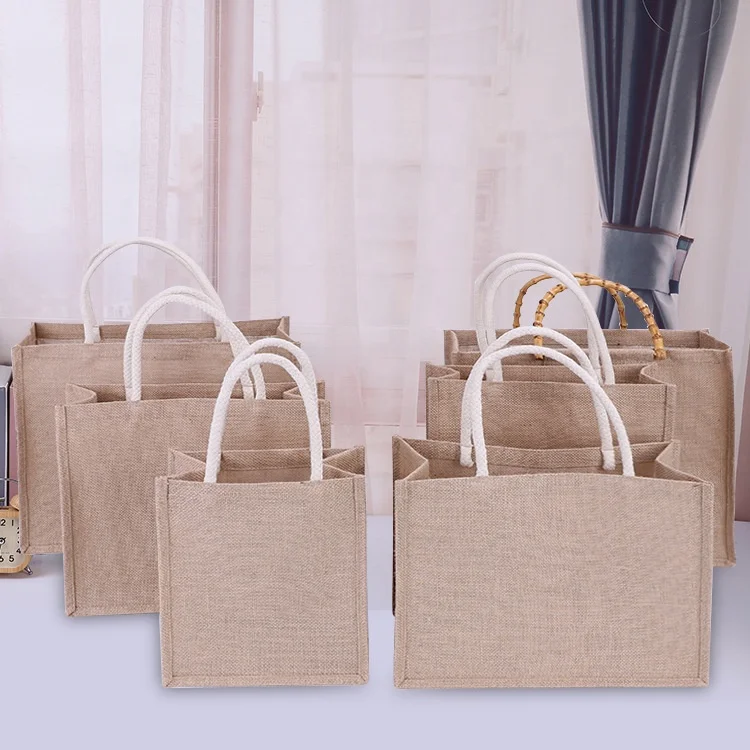 

OEM Top quality recycle bag 100% jute tote bag custom logo shopping bag, Customized color