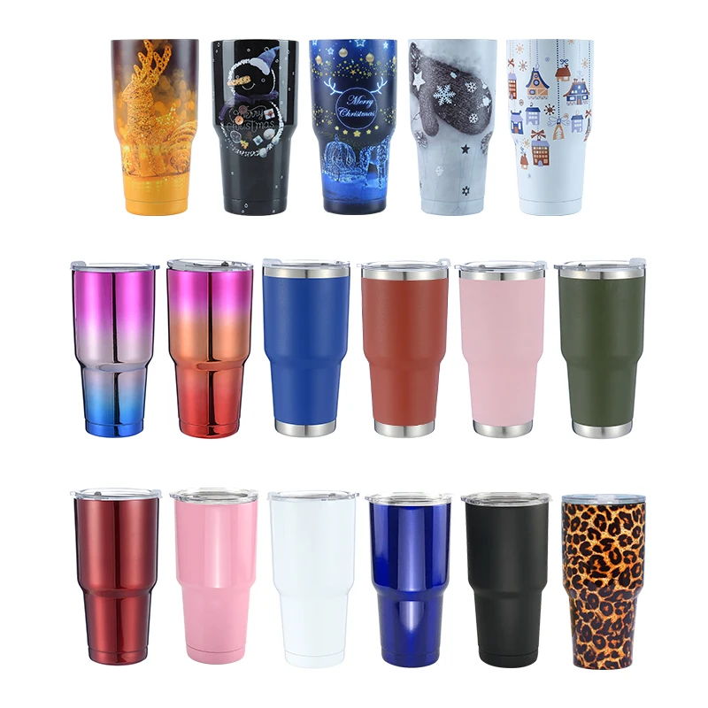 

TY double walled vacuum insulated cups pure color stainless steel 30oz tumbler with straw, Customized color